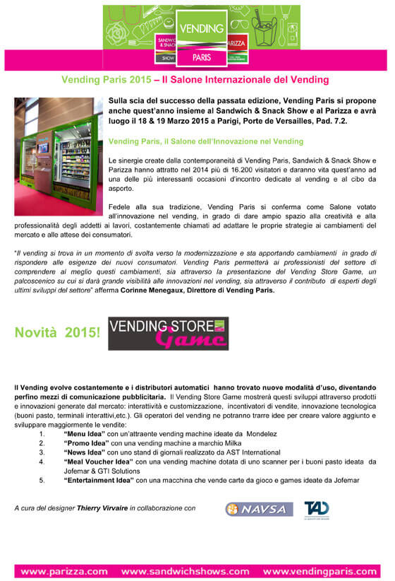 Vending Paris 2015. 18 e 19 marzo 2015