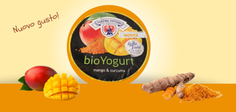 Mila Skyr con Latte Fieno 100% dell’Alto Adige nel gusto estivo mango e curcuma