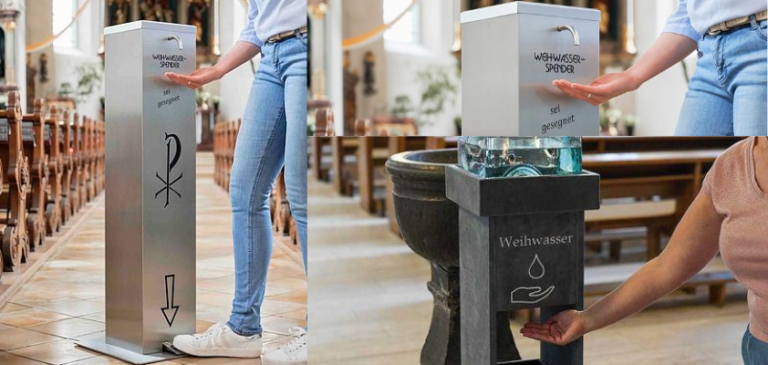 COVID-19. Nelle chiese arrivano i dispenser contactless di acqua santa