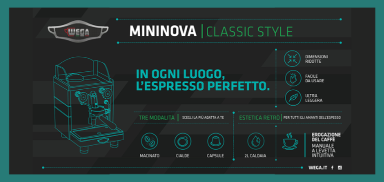 MININOVA di WEGA. Macinato, cialde, capsule: perfetta per ogni location