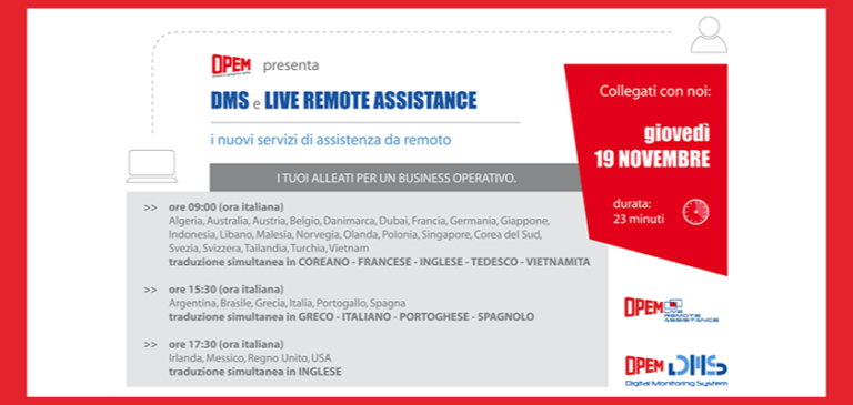 OPEM. Giovedì 19 novembre un evento digitale per presentare le ultime novità