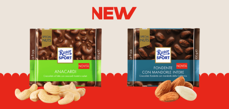 Mandorle Intere e Anacardi. RITTER SPORT amplia la linea Special Nuts con due nuove referenze
