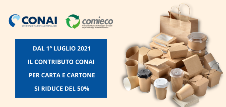 Il contributo ambientale CONAI per gli imballaggi in carta e cartone si riduce di oltre il 50%