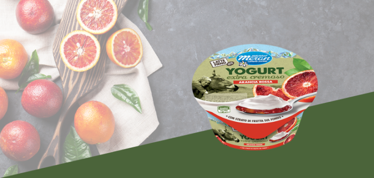 Yogurt intero extra cremoso Latte Fieno di Latteria Merano Gusto Arancia Rossa