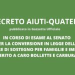 In Gazzetta Ufficiale il DL “Aiuti-Quater” a sostegno di famiglie e imprese