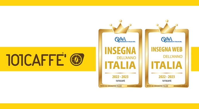 101CAFFE’ è ancora “Insegna dell’Anno 2022-2023” nella categoria TuttoCaffè