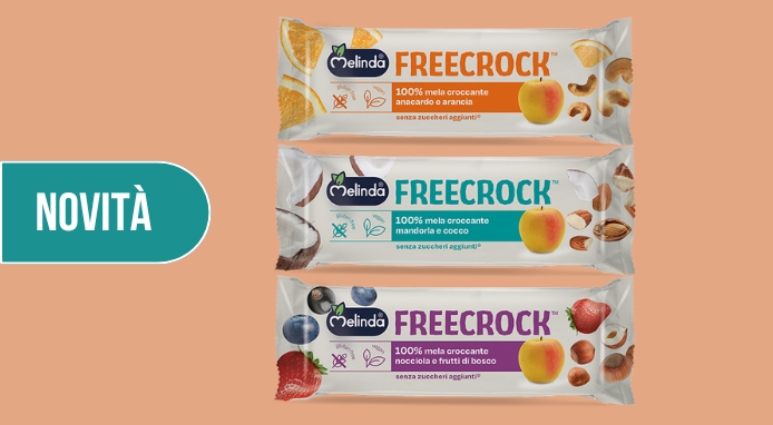 Melinda lancia la nuova barretta Freecrock 100% frutta e frutta secca