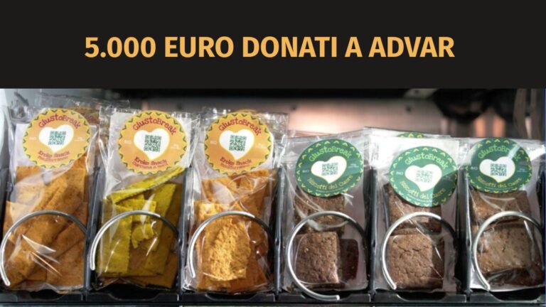 Giusto Break: 5.000 € ad ADVAR grazie alle merendine solidali nei distributori automatici