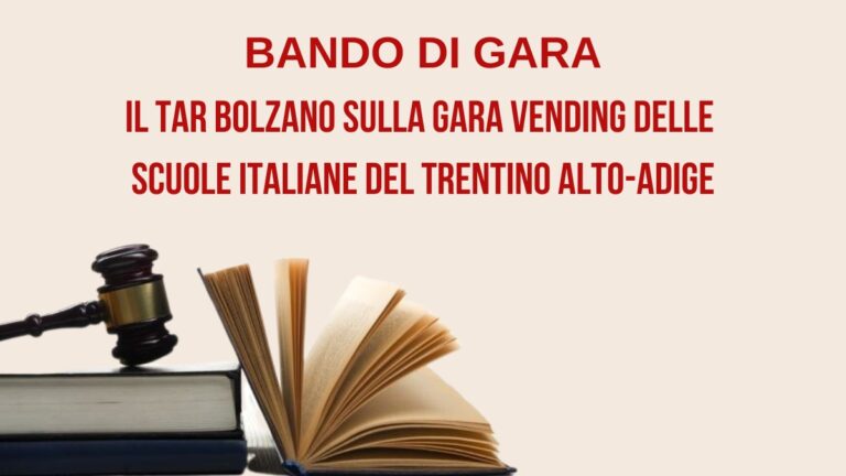 Contenzioso sull’appalto vending delle scuole italiane in Alto Adige